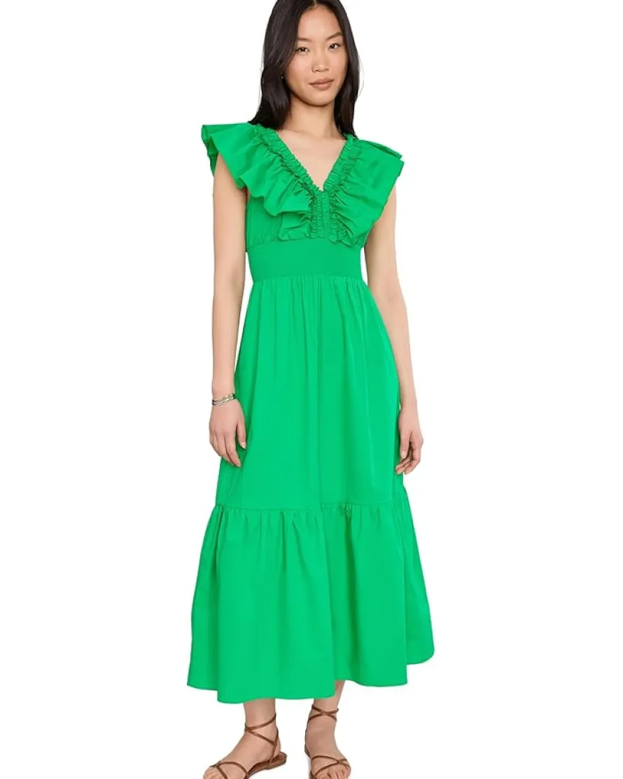 Adrianna Papell Ruffle Front Maxi Dress Women's