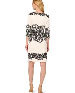 Adrianna Papell Scroll Lace Short Dress Women's