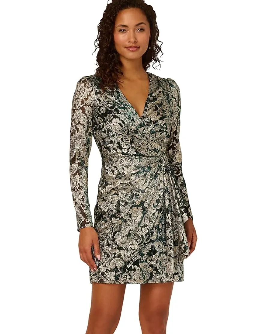 Adrianna Papell Short Wrap Dress Women's