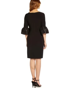 Adrianna Papell Stretch Jersey Side Ruched Dress with Bell Sleeve Detail Women's