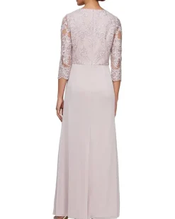 Alex Evenings Long Empire Waist Dress with Surplice Neckline Women's
