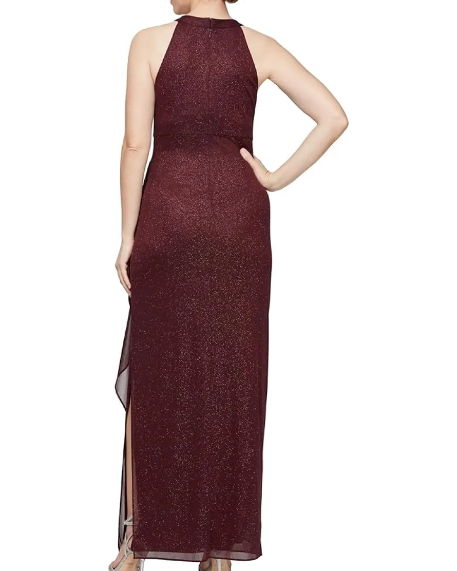 Alex Evenings Long Sleeveless Halter Neck Dress Women's