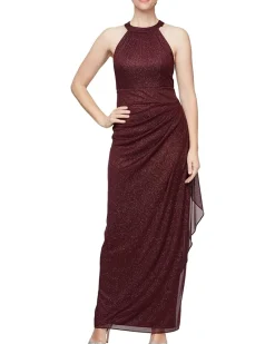 Alex Evenings Long Sleeveless Halter Neck Dress Women's