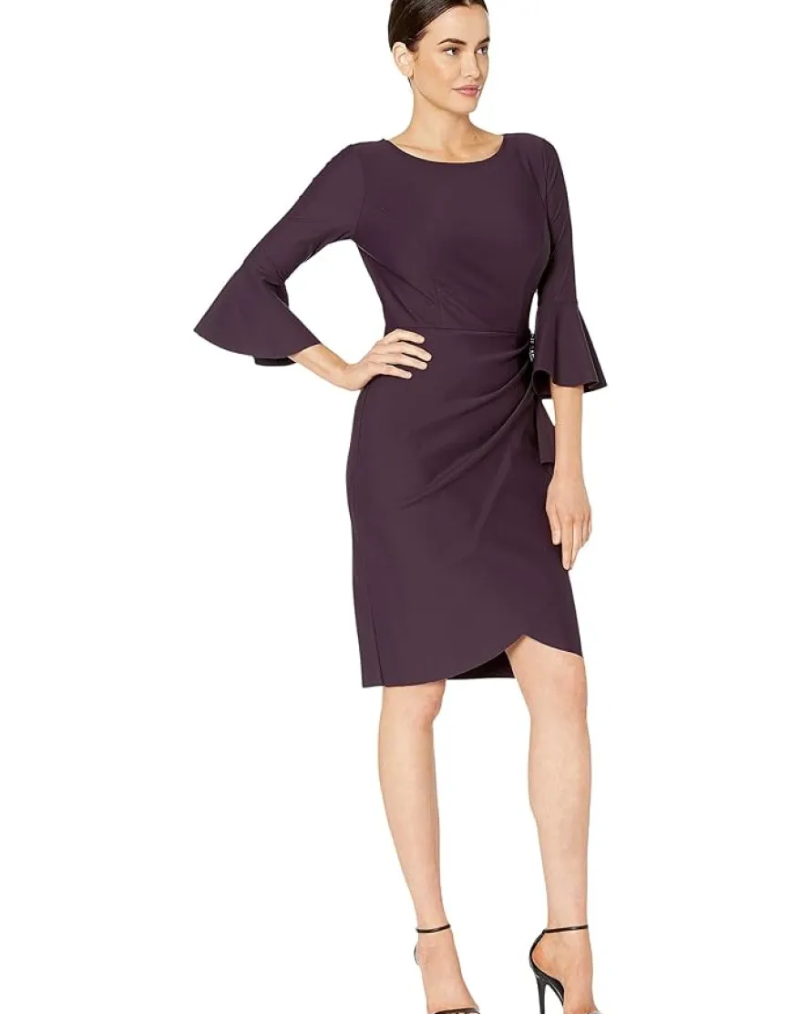 Alex Evenings Short Slimming Dress with Bell Sleeves Women's