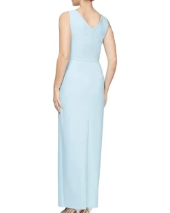 Alex Evenings Slimming Long Side Ruched Dress with Cascade Ruffle Skirt Women's