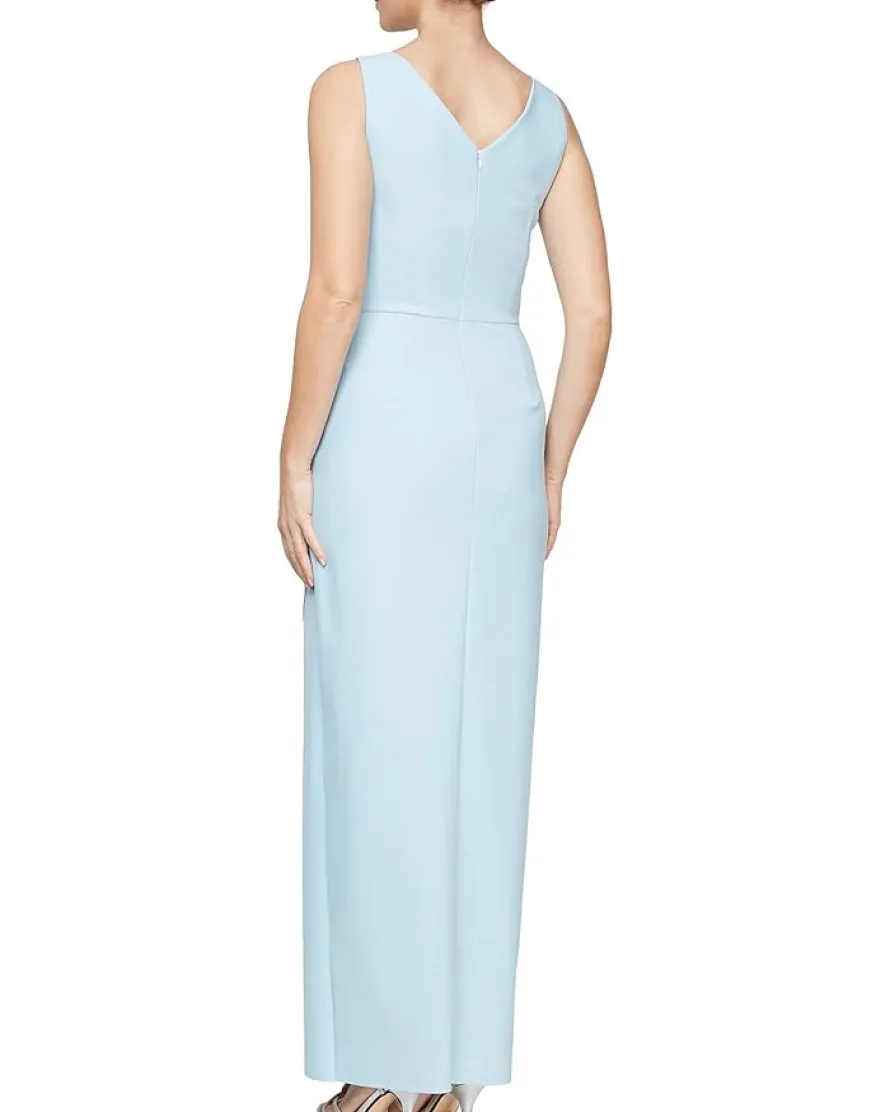 Alex Evenings Slimming Long Side Ruched Dress with Cascade Ruffle Skirt Women's
