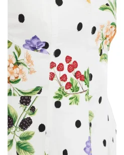 Avec Les Filles Floral Cotton Sweetheart Fit & Flare Midi Dress Women's