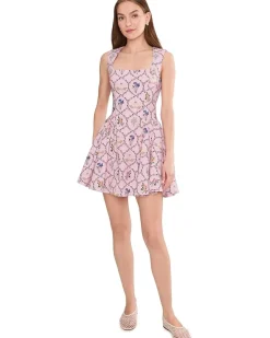 Avec Les Filles Hip Flounce Square Neck Mini Dress Women's