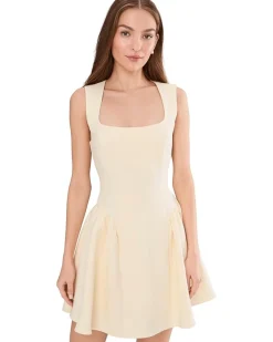 Avec Les Filles Hip Flounce Square Neck Mini Dress Women's