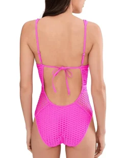 BECCA Castaway Textured Plunge One-Piece Women's