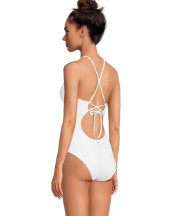 BECCA Colette Clare Crochet Flower Plunge One Piece Women's