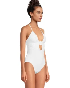BECCA Colette Clare Crochet Flower Plunge One Piece Women's