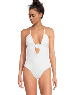 BECCA Colette Clare Crochet Flower Plunge One Piece Women's