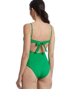 BECCA Color Code Paula Rouched Square Neck One Piece Women's