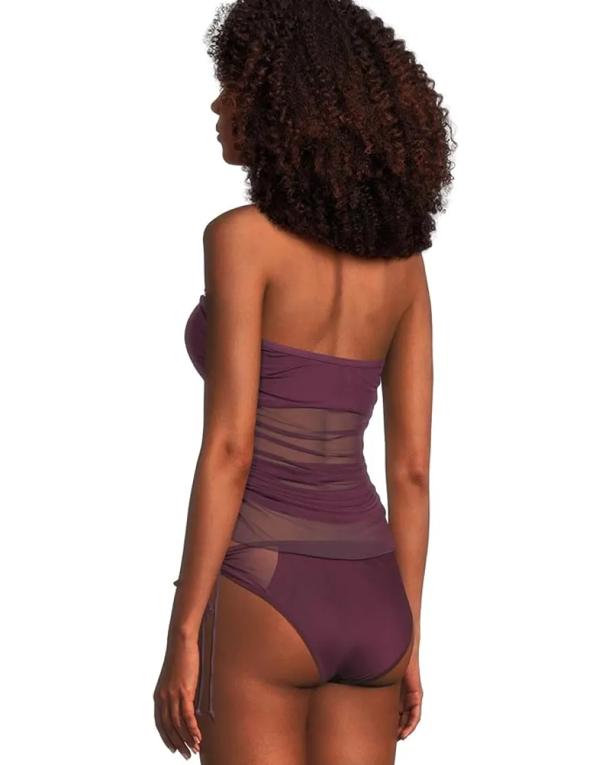 BECCA Muse Hadlee Bandeau Mesh Overlay Tankini Top Women's