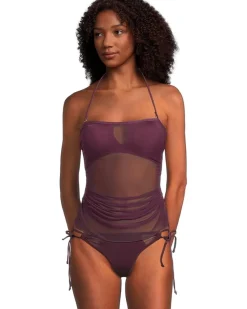 BECCA Muse Hadlee Bandeau Mesh Overlay Tankini Top Women's