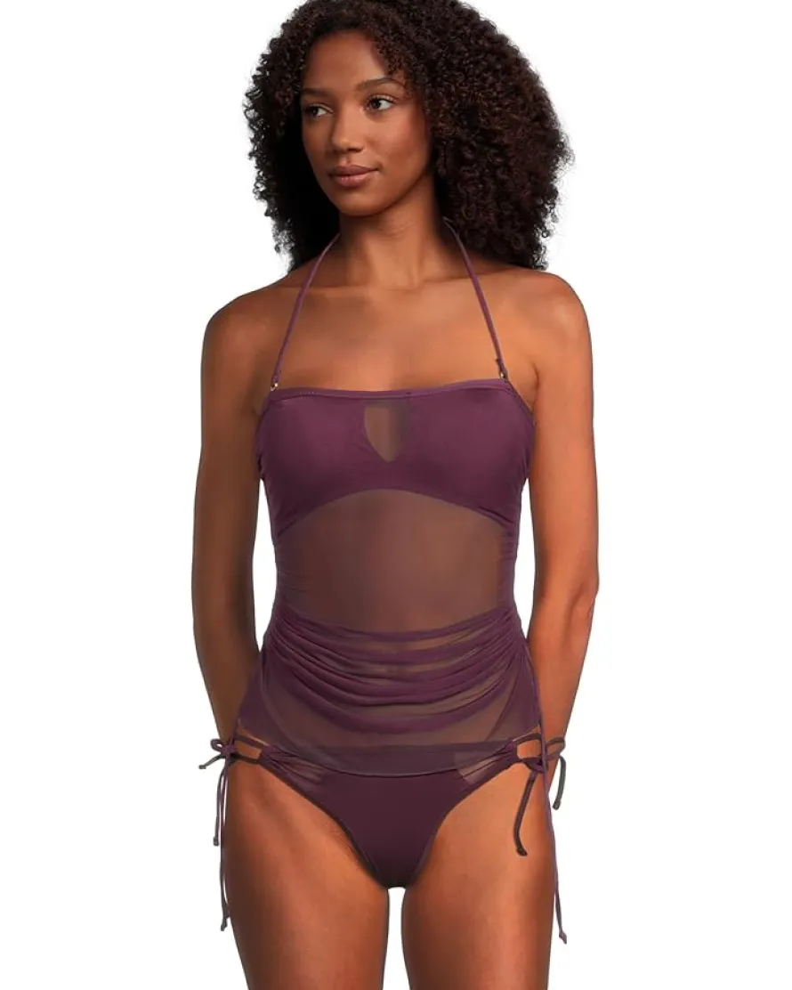 BECCA Muse Hadlee Bandeau Mesh Overlay Tankini Top Women's