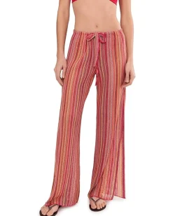 BECCA Seaside Crochet Knit Split Leg Pants Women's