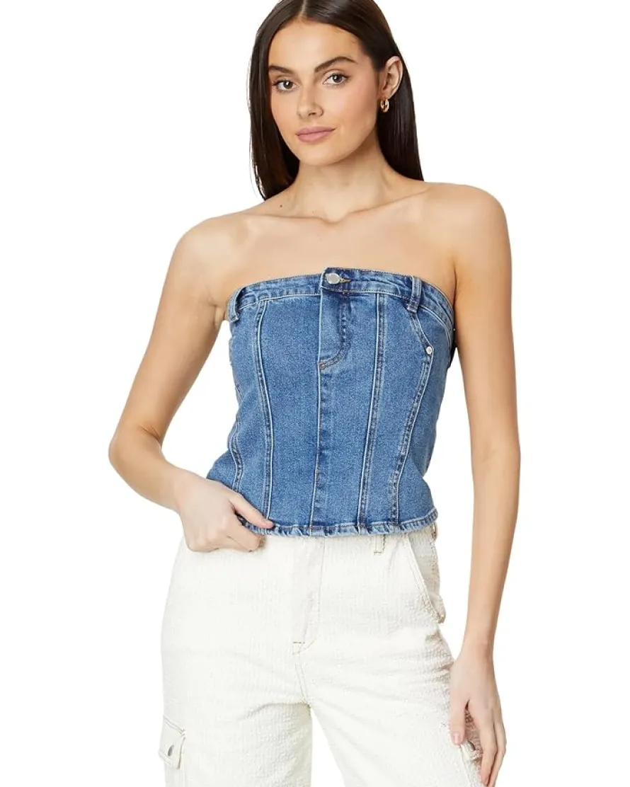 Blank NYC Own It Denim Bustier in Blue Women's