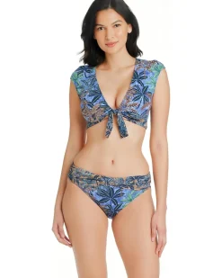 Bleu Rod Beattie By the Sea Tie Front Cap Sleeve Top Women's