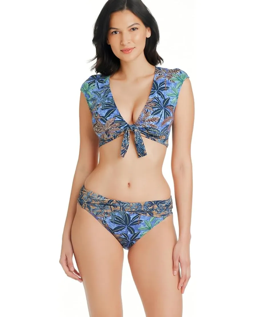 Bleu Rod Beattie By the Sea Tie Front Cap Sleeve Top Women's