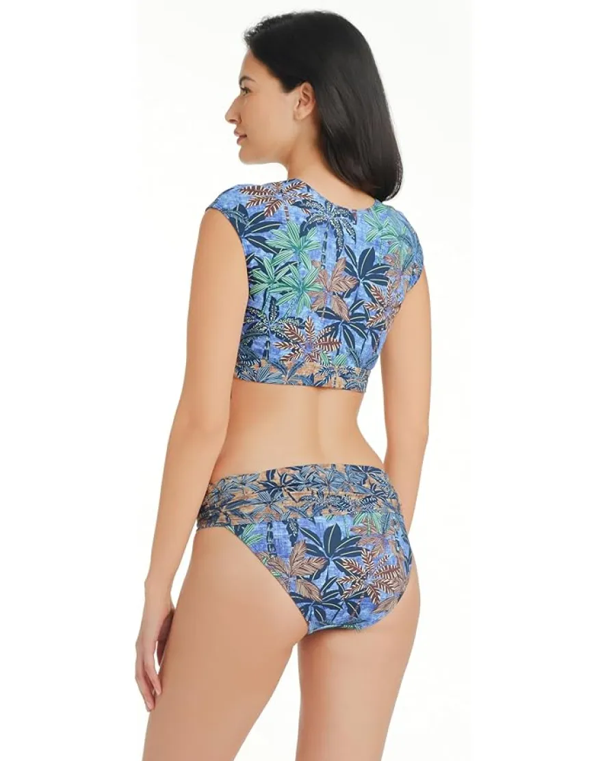 Bleu Rod Beattie By the Sea Tie Front Cap Sleeve Top Women's
