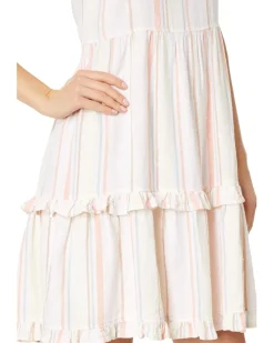bobi Los Angeles Square Neck Tiered Short Dress Women's