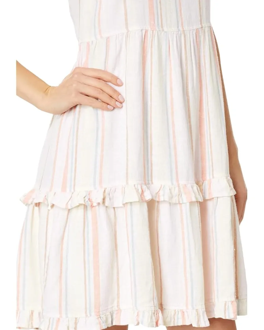 bobi Los Angeles Square Neck Tiered Short Dress Women's