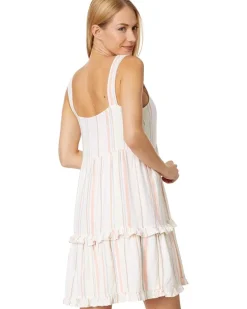 bobi Los Angeles Square Neck Tiered Short Dress Women's