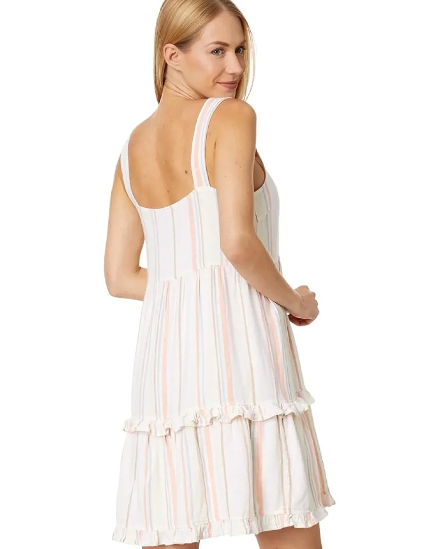 bobi Los Angeles Square Neck Tiered Short Dress Women's