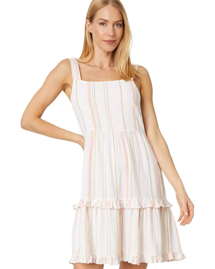 bobi Los Angeles Square Neck Tiered Short Dress Women's