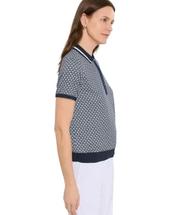 Callaway Scarf Geo Print Rib Collar Polo Women's
