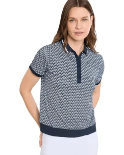Callaway Scarf Geo Print Rib Collar Polo Women's