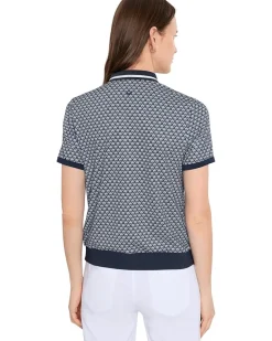 Callaway Scarf Geo Print Rib Collar Polo Women's