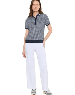 Callaway Scarf Geo Print Rib Collar Polo Women's