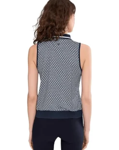 Callaway Sleeveless Scarf Geo Print Rib Collar Polo Women's