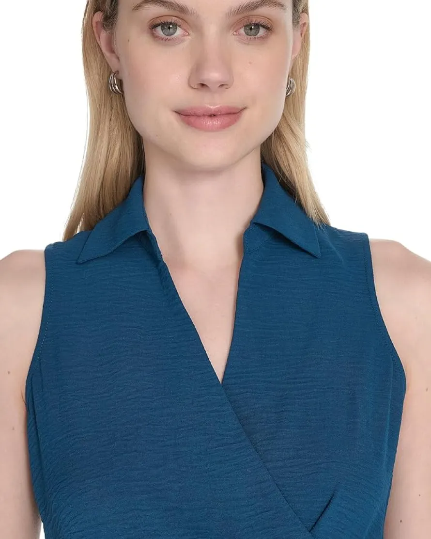 Calvin Klein Aerowash Collared Elastic Waist Self Tie Midi Women's