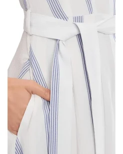 Calvin Klein Cap Sleeve Striped Self Tie Gauze Aline Women's