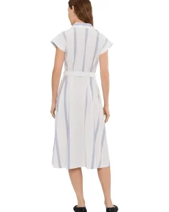 Calvin Klein Cap Sleeve Striped Self Tie Gauze Aline Women's
