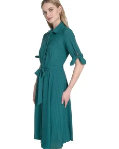 Calvin Klein Chiffon Short Sleeve Shirt Dress Women's