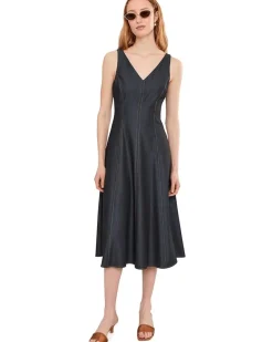 Calvin Klein Denim V-Neck Sleeveless A-Line Women's