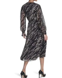 Calvin Klein Long Sleeve Chiffon Shirtdress Women's