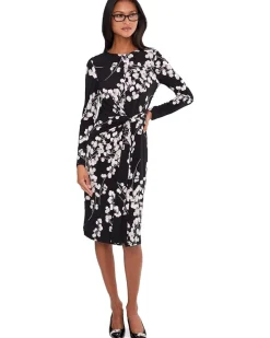 Calvin Klein Long Sleeve Matte Jersey Floral Aline Women's