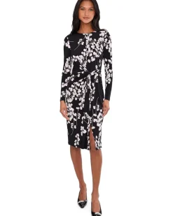 Calvin Klein Long Sleeve Matte Jersey Floral Aline Women's