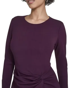 Calvin Klein Long Sleeve Solid Rouched Midi Women's