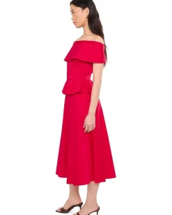 Calvin Klein Off-the-Shoulder Dropwaist Cotton Midi Women's