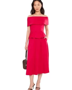 Calvin Klein Off-the-Shoulder Dropwaist Cotton Midi Women's