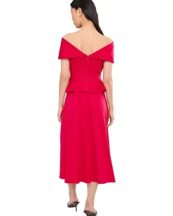 Calvin Klein Off-the-Shoulder Dropwaist Cotton Midi Women's