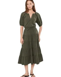 Calvin Klein Puff Sleeve Commuter Tiered Midi Women's