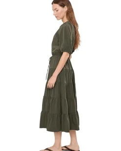 Calvin Klein Puff Sleeve Commuter Tiered Midi Women's